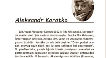 Вірші Олександра Коротка увійшли до нової поетичної антології (Азербайджан)